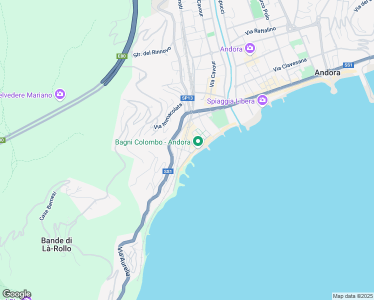 map of restaurants, bars, coffee shops, grocery stores, and more near 17 Via Caprera in Andora