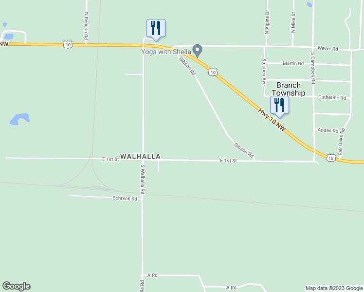 map of restaurants, bars, coffee shops, grocery stores, and more near 6728 East 1st Street in Township of Branch