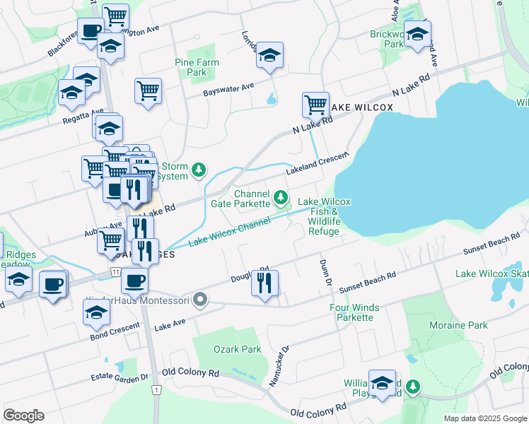 map of restaurants, bars, coffee shops, grocery stores, and more near 47 Canoe Court in Richmond Hill