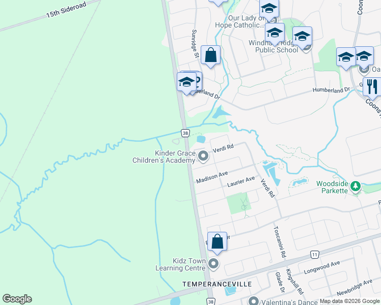 map of restaurants, bars, coffee shops, grocery stores, and more near 13327 Bathurst Street in Richmond Hill
