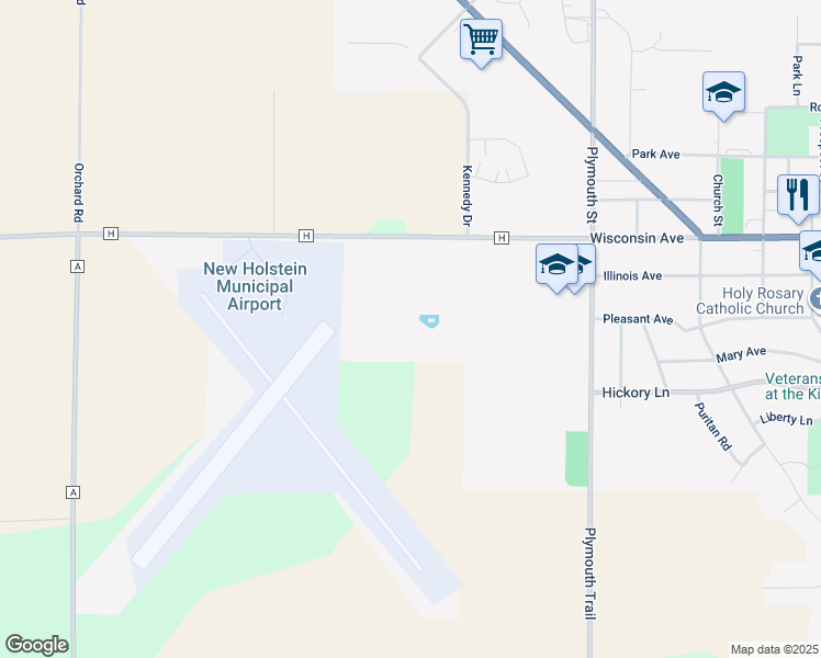 map of restaurants, bars, coffee shops, grocery stores, and more near in New Holstein