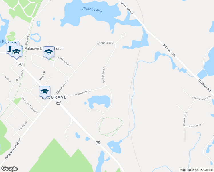 map of restaurants, bars, coffee shops, grocery stores, and more near 63 Gibson Lake Drive in Caledon