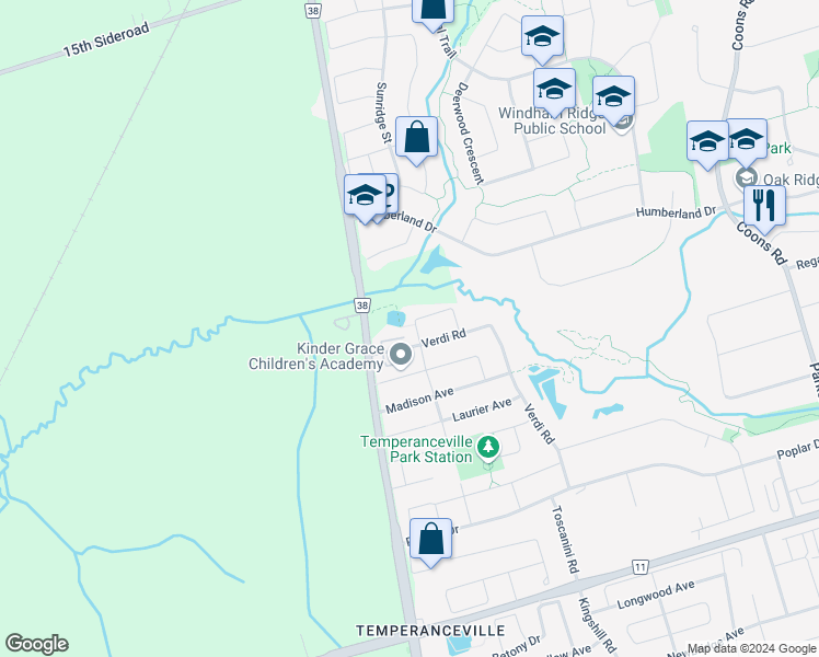 map of restaurants, bars, coffee shops, grocery stores, and more near 8 Kellogg Crescent in Richmond Hill