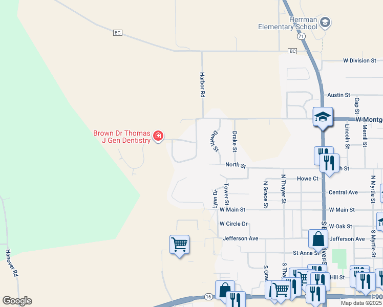 map of restaurants, bars, coffee shops, grocery stores, and more near 1515 South Highland Drive in Sparta