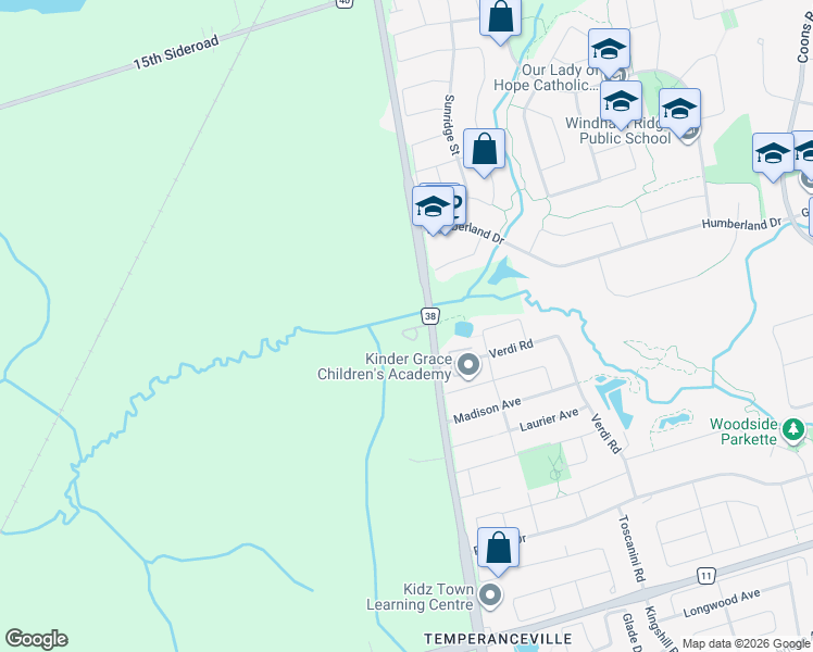 map of restaurants, bars, coffee shops, grocery stores, and more near 13284 Bathurst Street in King City