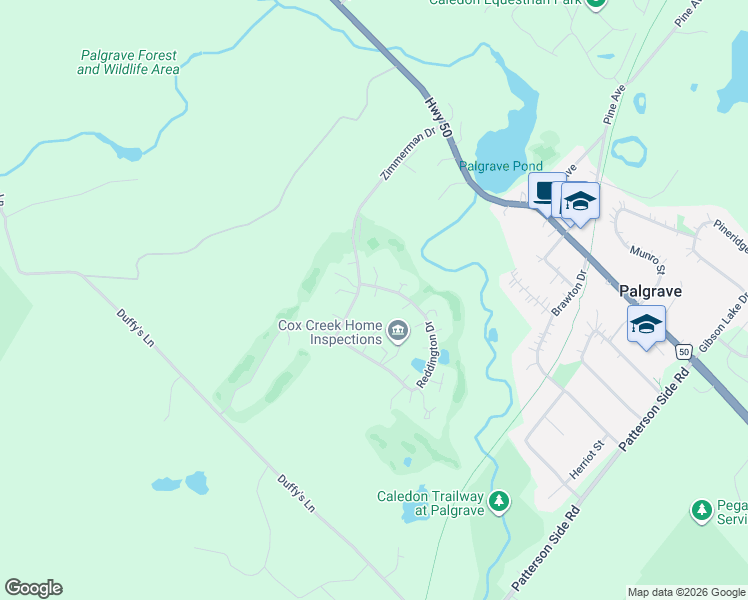 map of restaurants, bars, coffee shops, grocery stores, and more near 2 Reddington Drive in Regional Municipality of Peel