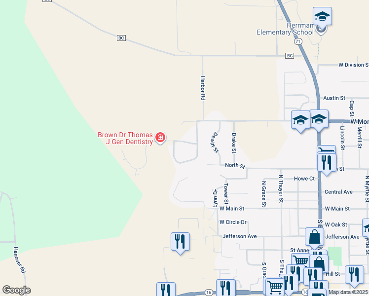 map of restaurants, bars, coffee shops, grocery stores, and more near 1515 South Highland Drive in Sparta