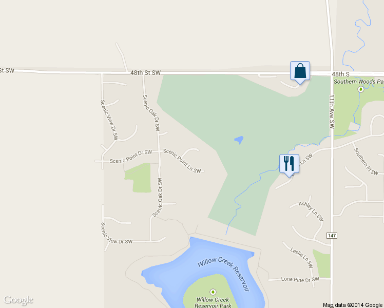 map of restaurants, bars, coffee shops, grocery stores, and more near 5020 Regal Oak Lane Southwest in Rochester