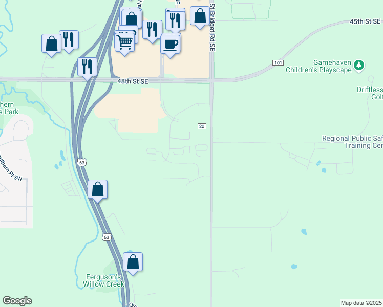 map of restaurants, bars, coffee shops, grocery stores, and more near 5042 Gambel Lane Southeast in Rochester