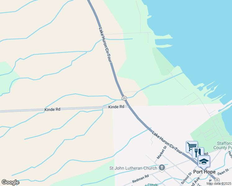map of restaurants, bars, coffee shops, grocery stores, and more near 5071 North Lakeshore Road in Port Hope