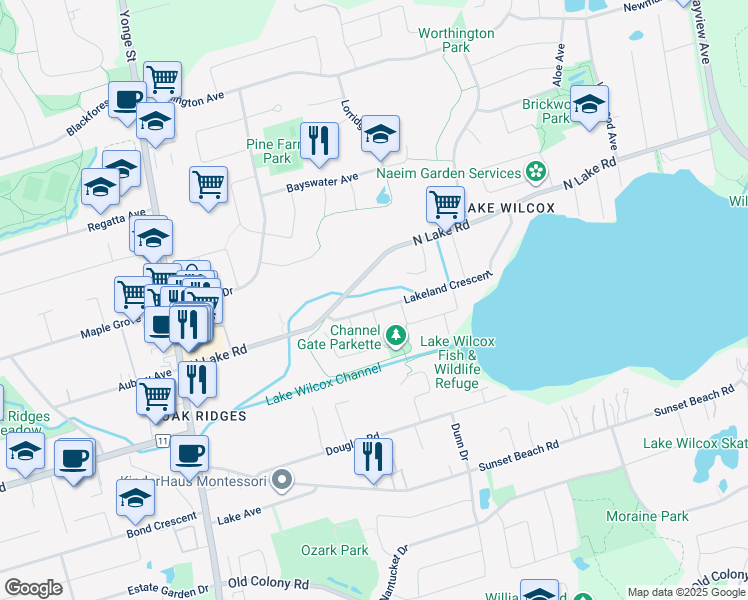 map of restaurants, bars, coffee shops, grocery stores, and more near 66 Lakeland Crescent in Richmond Hill