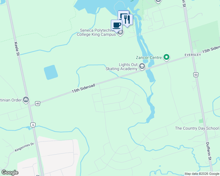 map of restaurants, bars, coffee shops, grocery stores, and more near 19 Heart Lake Circle in Regional Municipality of York