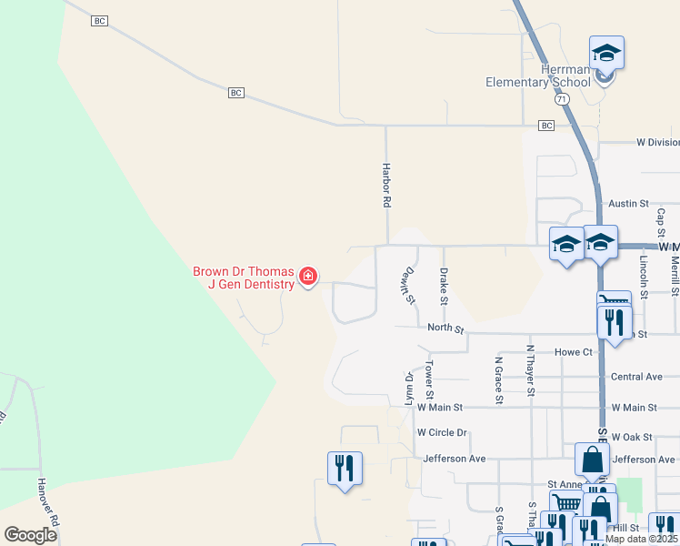 map of restaurants, bars, coffee shops, grocery stores, and more near 1515 South Highland Drive in Sparta