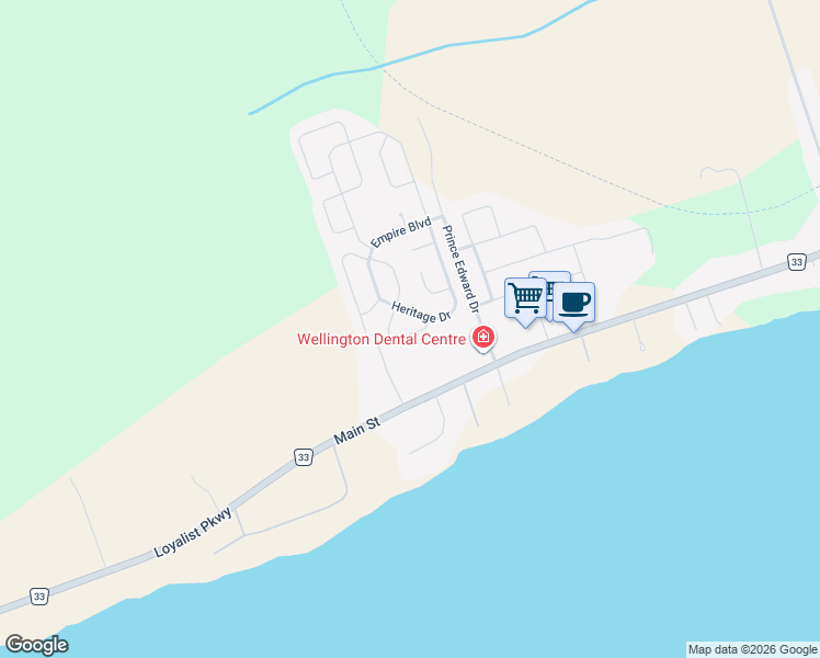 map of restaurants, bars, coffee shops, grocery stores, and more near 7 Cretney Drive in Prince Edward County