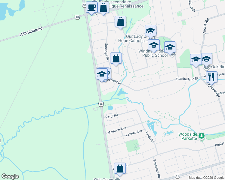 map of restaurants, bars, coffee shops, grocery stores, and more near 27 Mistleflower Court in Richmond Hill