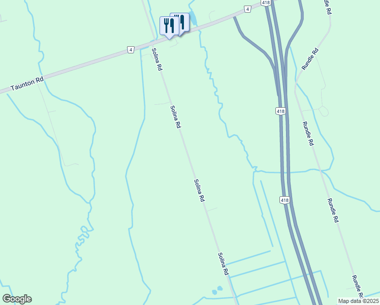 map of restaurants, bars, coffee shops, grocery stores, and more near 4553 Solina Road in Clarington