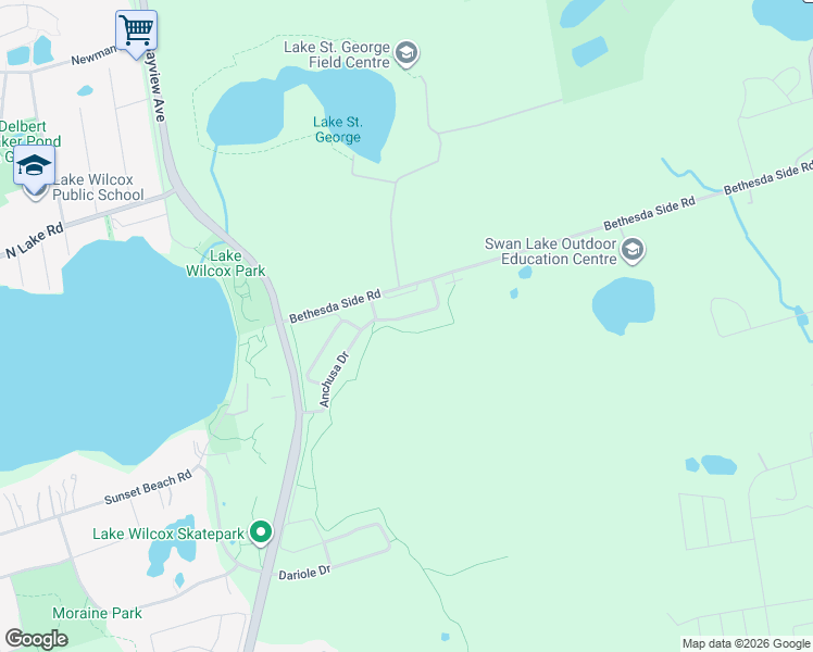 map of restaurants, bars, coffee shops, grocery stores, and more near 103 Anchusa Drive in Richmond Hill