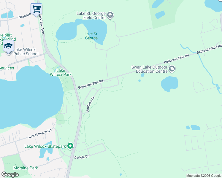 map of restaurants, bars, coffee shops, grocery stores, and more near 105 Anchusa Drive in Richmond Hill