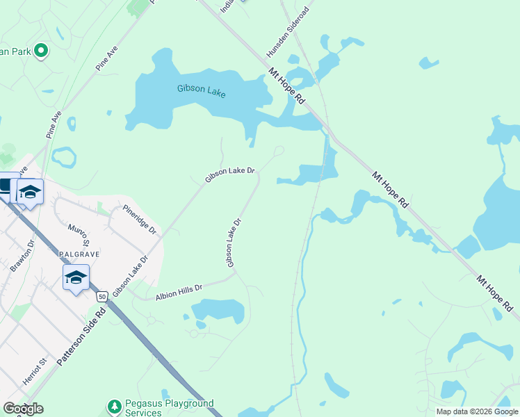 map of restaurants, bars, coffee shops, grocery stores, and more near 44 Gibson Lake Drive in Caledon