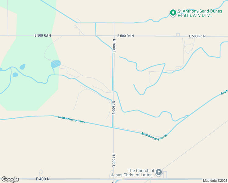 map of restaurants, bars, coffee shops, grocery stores, and more near 456 North 1600 East in St. Anthony