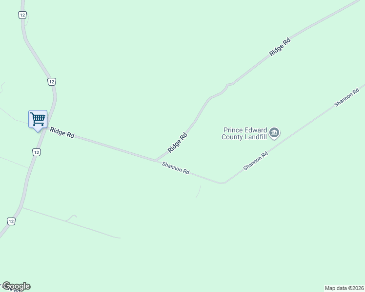 map of restaurants, bars, coffee shops, grocery stores, and more near 1423 Ridge Road in Prince Edward
