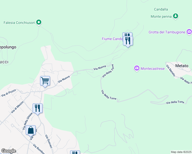 map of restaurants, bars, coffee shops, grocery stores, and more near 125 Via del Frantoio in Camaiore
