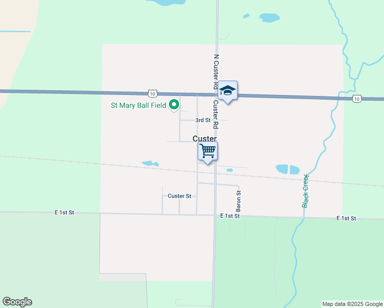 map of restaurants, bars, coffee shops, grocery stores, and more near in Custer