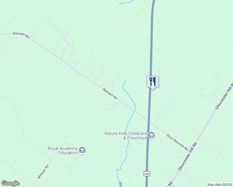 map of restaurants, bars, coffee shops, grocery stores, and more near 139 Bennett Road in New Gloucester