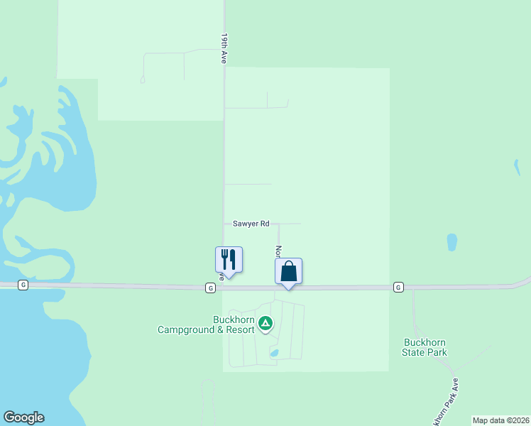 map of restaurants, bars, coffee shops, grocery stores, and more near W4848 Sawyer Road in Necedah