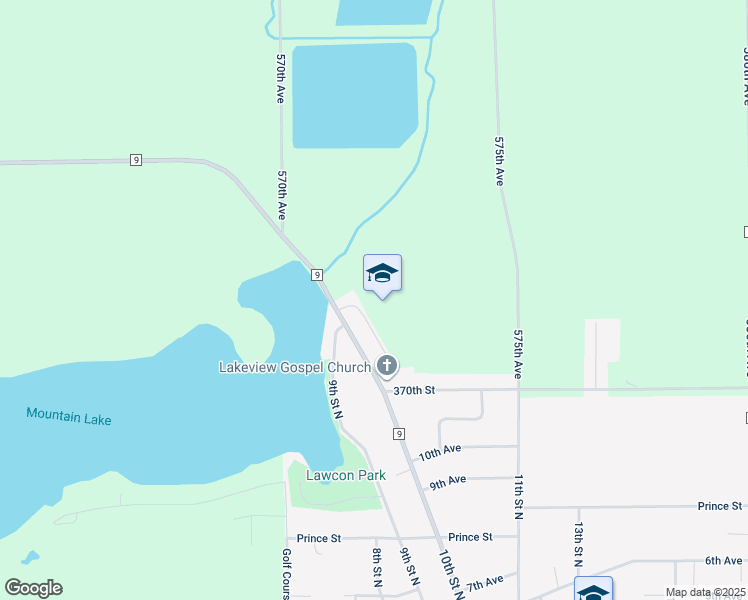 map of restaurants, bars, coffee shops, grocery stores, and more near 56820 572nd Avenue in Mountain Lake