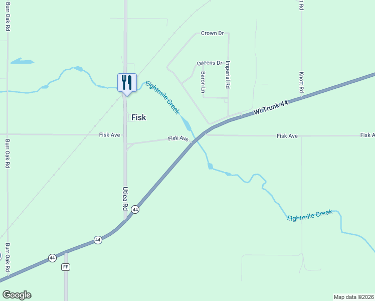 map of restaurants, bars, coffee shops, grocery stores, and more near 5517 Wisconsin 44 in Oshkosh