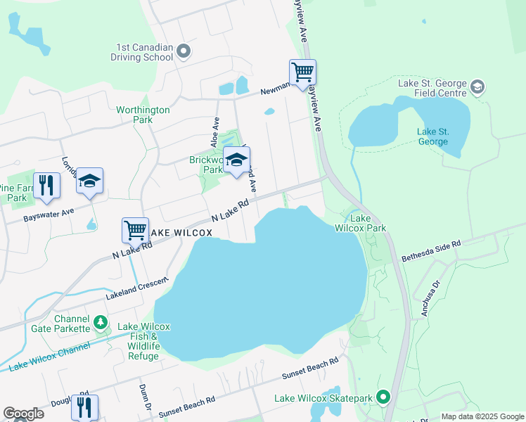 map of restaurants, bars, coffee shops, grocery stores, and more near 19 Wildwood Avenue in Richmond Hill