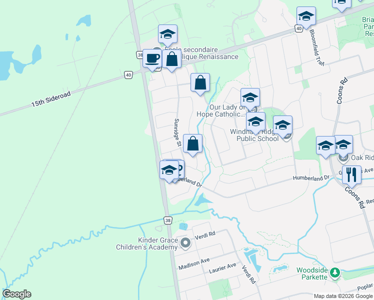 map of restaurants, bars, coffee shops, grocery stores, and more near 5 Amaryllis Avenue in Richmond Hill