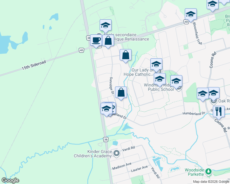 map of restaurants, bars, coffee shops, grocery stores, and more near 4 Amaryllis Avenue in Richmond Hill