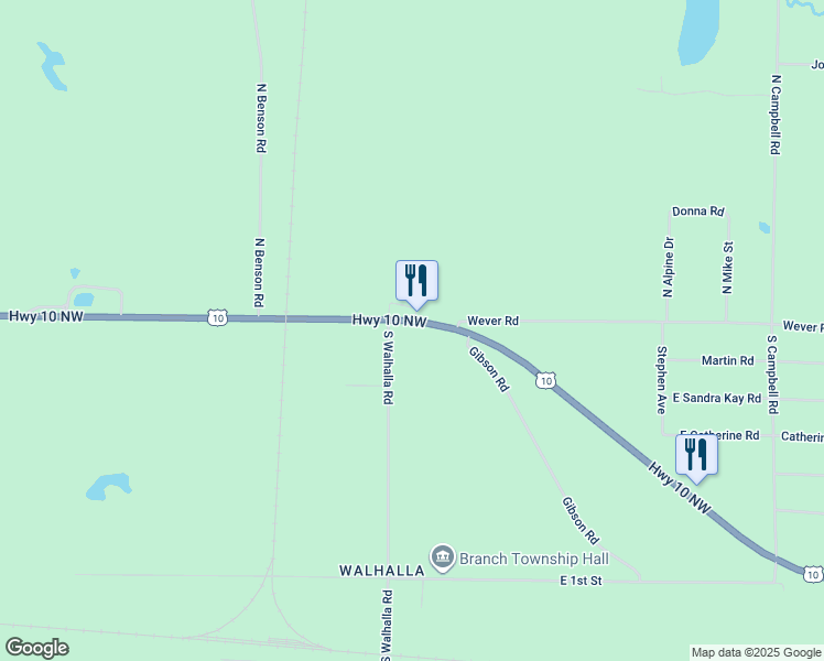 map of restaurants, bars, coffee shops, grocery stores, and more near in Township of Branch