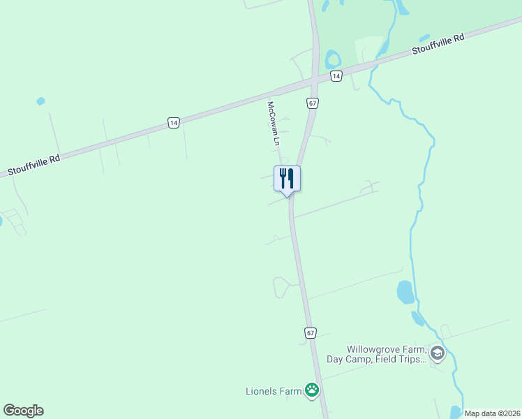 map of restaurants, bars, coffee shops, grocery stores, and more near 12068 McCowan Road in Whitchurch-Stouffville