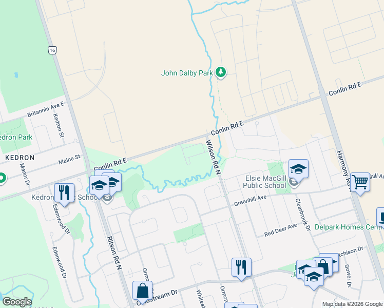 map of restaurants, bars, coffee shops, grocery stores, and more near 764 Heathrow Path in Oshawa