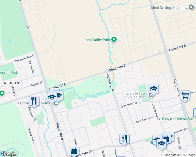 map of restaurants, bars, coffee shops, grocery stores, and more near 763 Stanstead Path in Oshawa