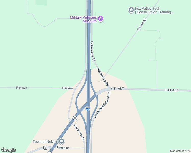 map of restaurants, bars, coffee shops, grocery stores, and more near 4477 Poberezny Road in Oshkosh
