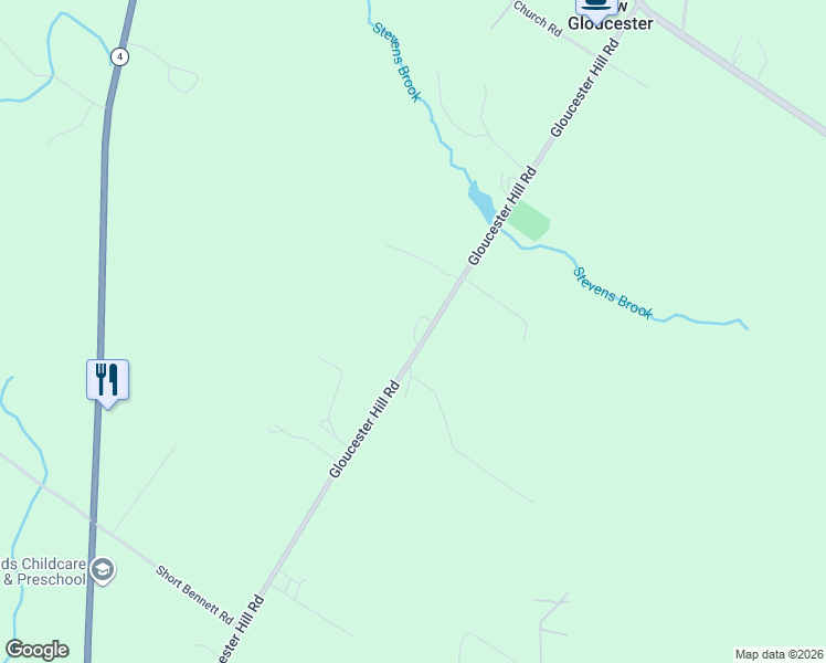 map of restaurants, bars, coffee shops, grocery stores, and more near 155 Gloucester Hill Road in New Gloucester