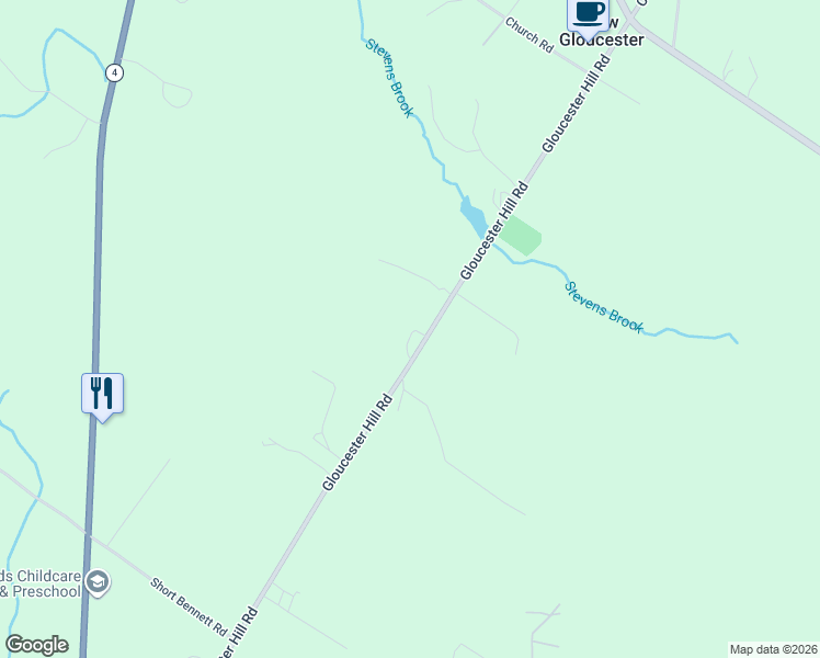 map of restaurants, bars, coffee shops, grocery stores, and more near 155 Gloucester Hill Road in New Gloucester