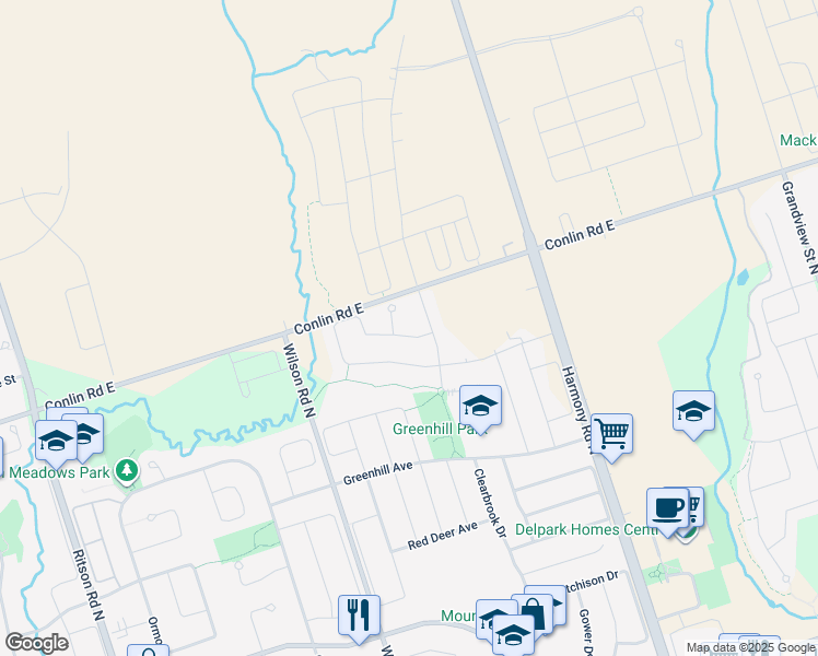 map of restaurants, bars, coffee shops, grocery stores, and more near 761 Black Cherry Drive in Oshawa