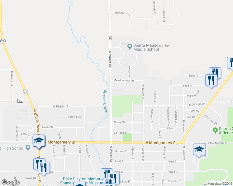 map of restaurants, bars, coffee shops, grocery stores, and more near 111 Summer Lane in Sparta