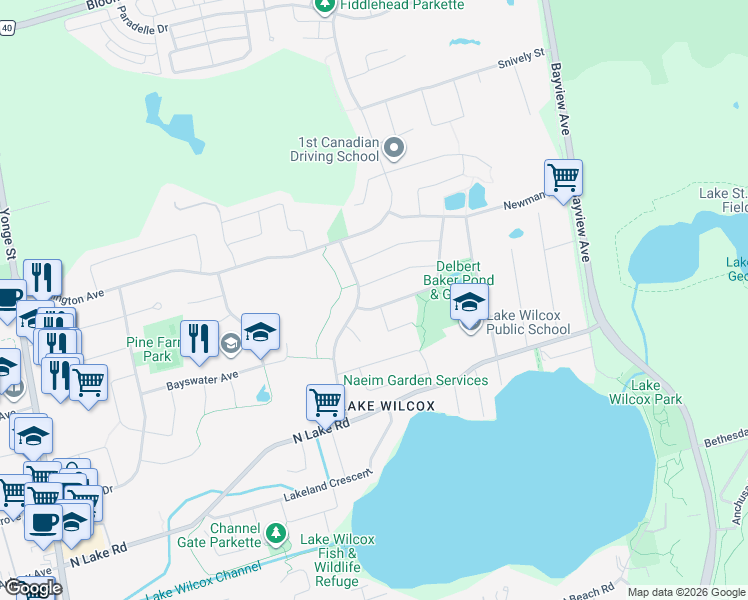 map of restaurants, bars, coffee shops, grocery stores, and more near 8 Alyssum Court in Richmond Hill