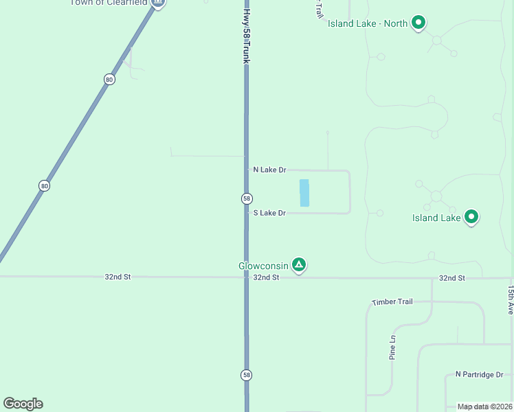 map of restaurants, bars, coffee shops, grocery stores, and more near W6089 South Lake Drive in New Lisbon