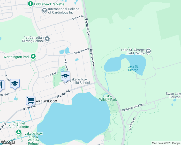 map of restaurants, bars, coffee shops, grocery stores, and more near 156 Olde Bayview Avenue in Richmond Hill