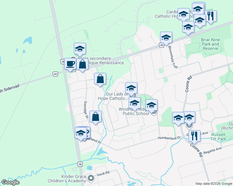 map of restaurants, bars, coffee shops, grocery stores, and more near 70 Mallard Marsh Crescent in Richmond Hill