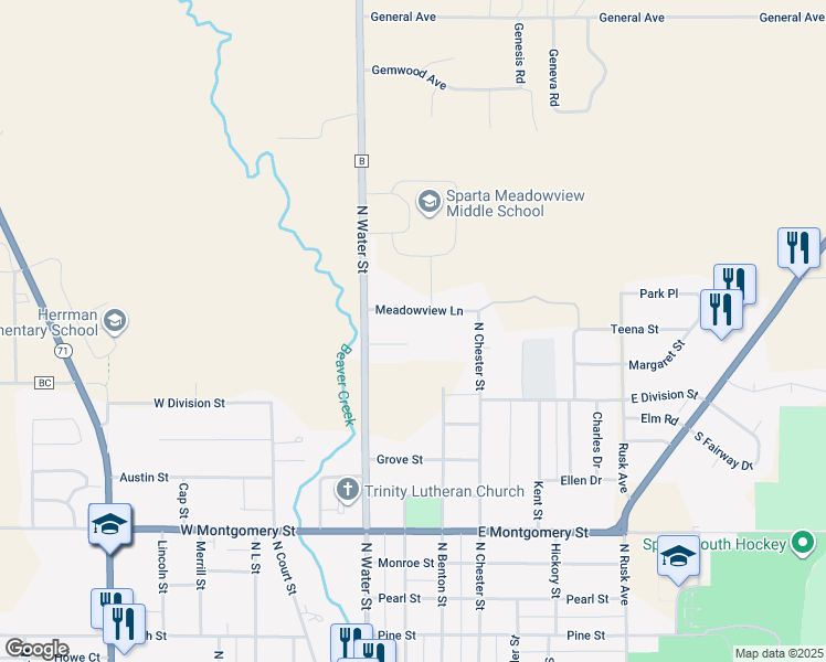 map of restaurants, bars, coffee shops, grocery stores, and more near 210 Meadowview Lane in Sparta