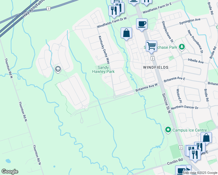 map of restaurants, bars, coffee shops, grocery stores, and more near 209 Arctic Actress Court in Oshawa