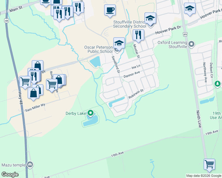 map of restaurants, bars, coffee shops, grocery stores, and more near in Whitchurch-Stouffville
